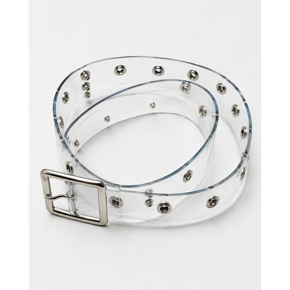 Urban Outfitters Clear PVC Grommet Belt Silver Buckle 34 in Y2K
